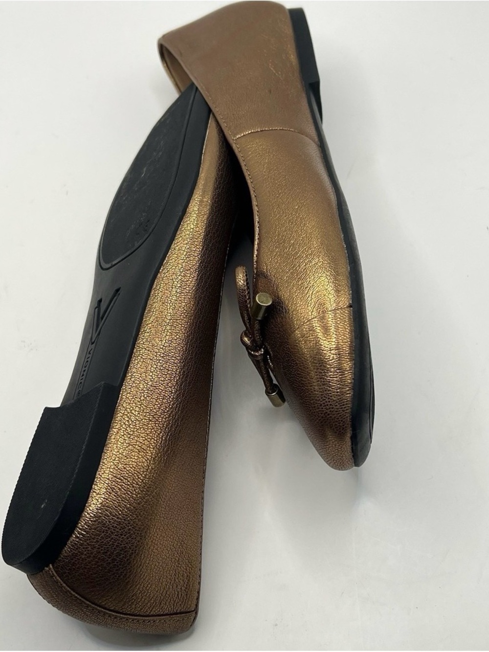 Vionic Klara Leather Ballet Flat Bow Detail Sz9 Metallic Bronze Classic - Picture 3 of 7